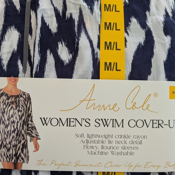 Anne Cole Navy and White Patterned Swim Cover-Up - Picture 1 of 5